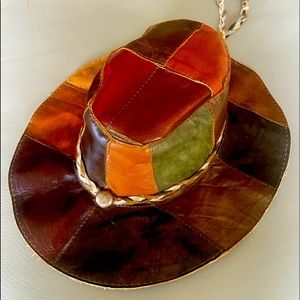 Vintage 70’s Patchwork Leather Hat Size M